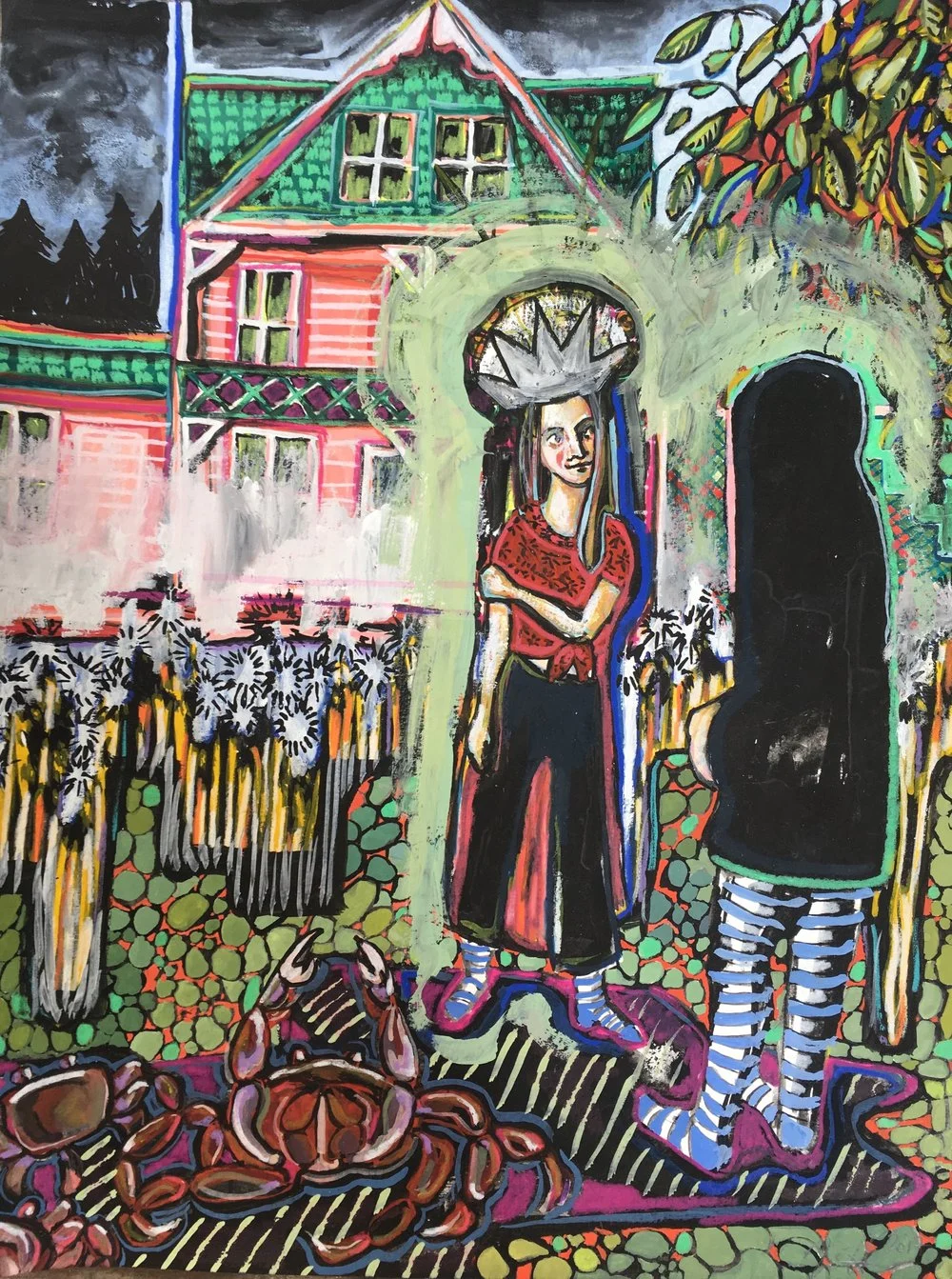 The Queen Gets a Caller • 2017 • India ink, gouache, colored pencil on paper • 9x12in SOLD