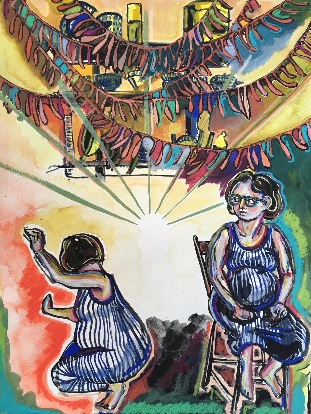 Waiting for Ida (for Kaki) • 2017 • India ink, gouache, colored pencil on paper • 9x12in • SOLD