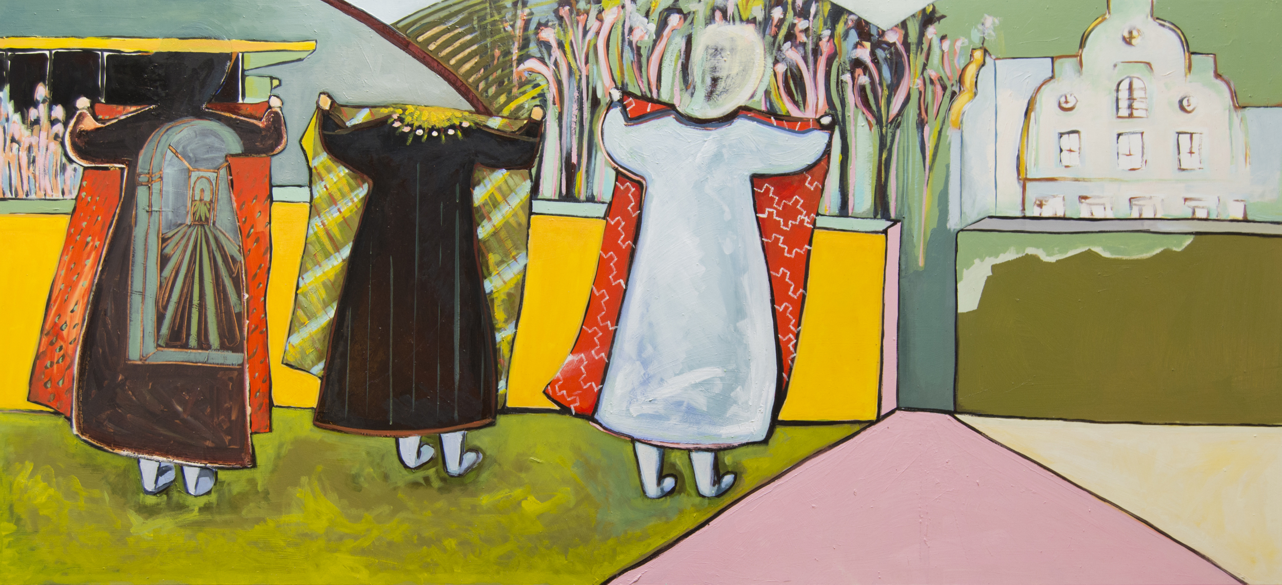 High Noon in the Wifery, 3 (dicks in the wind) • 2015 • oil on wood • 36x80in • SOLD