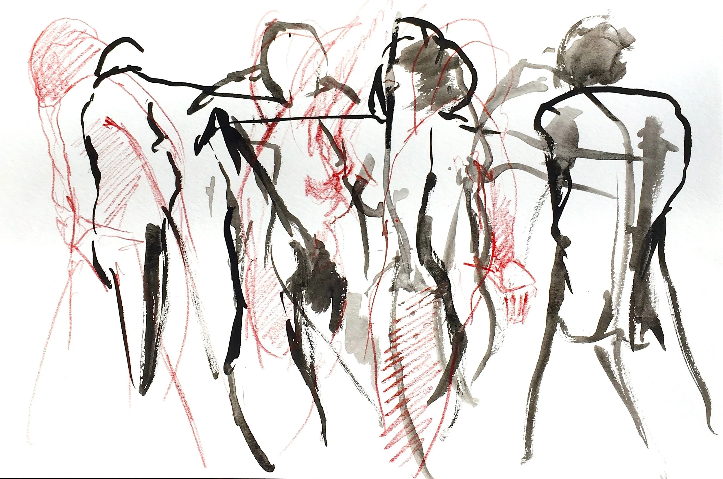 India ink, colored pencil on paper