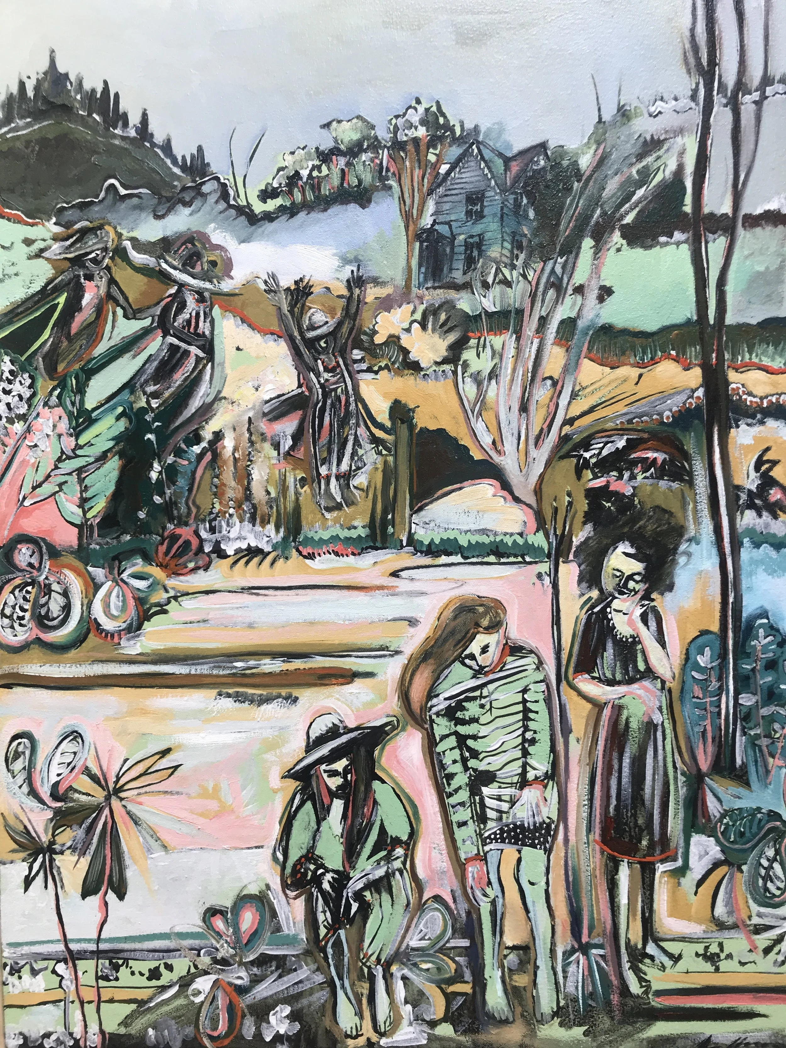 Five Sisters for Aidan · 2018 · oil, acrylic, India ink on canvas · 24x32in · SOLD