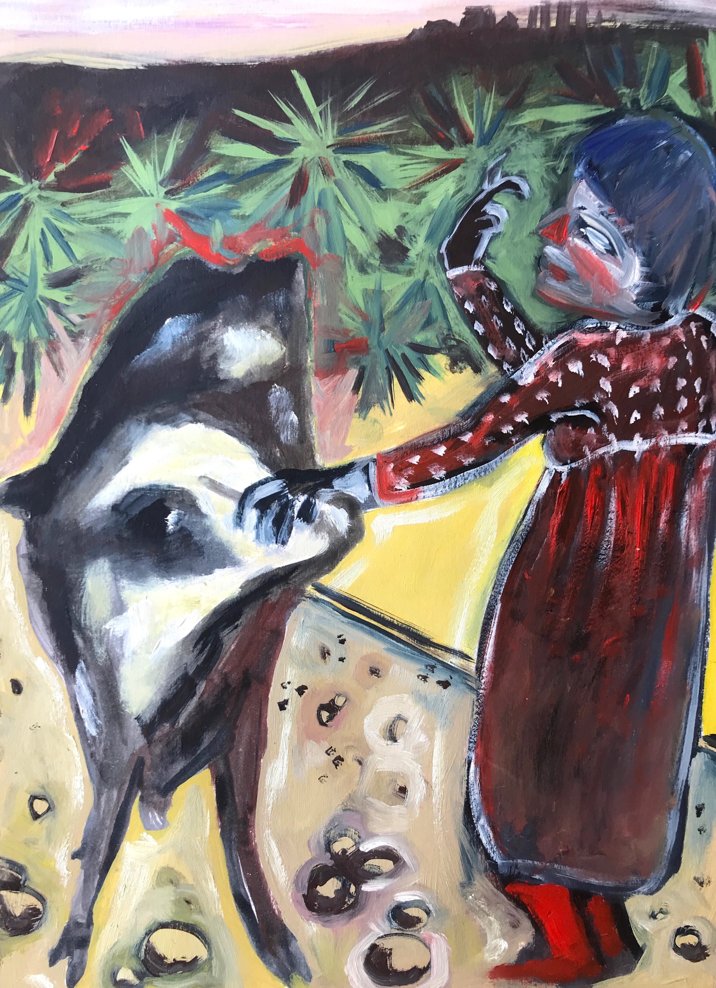 Friends in High Places, oil on paper, 10x15in, 2019
