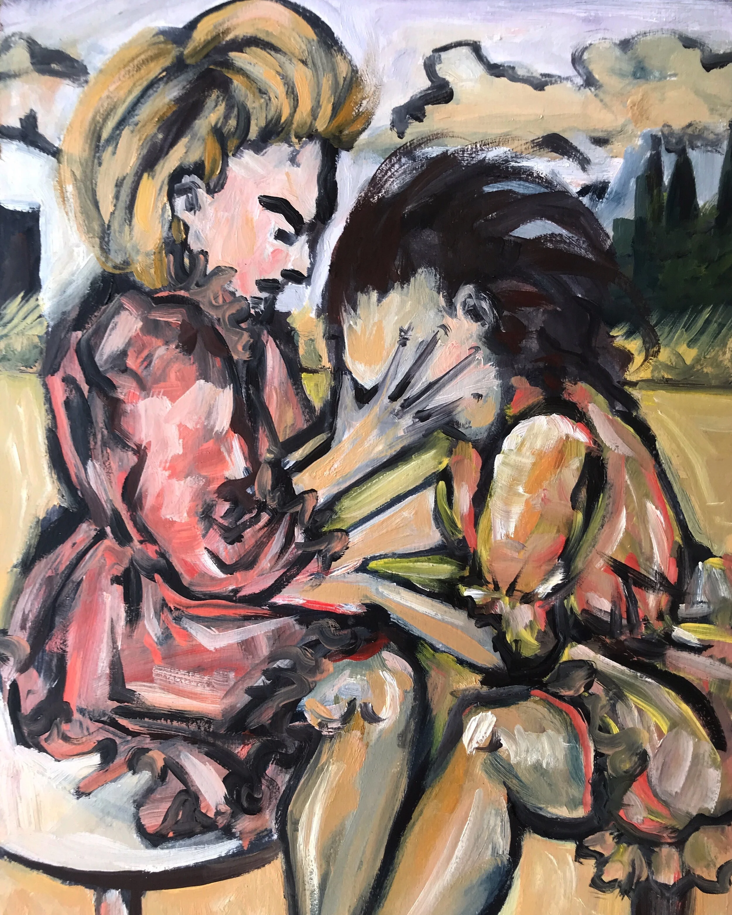 "Picnic" · oil on paper · 16 x 12 inches · 2019