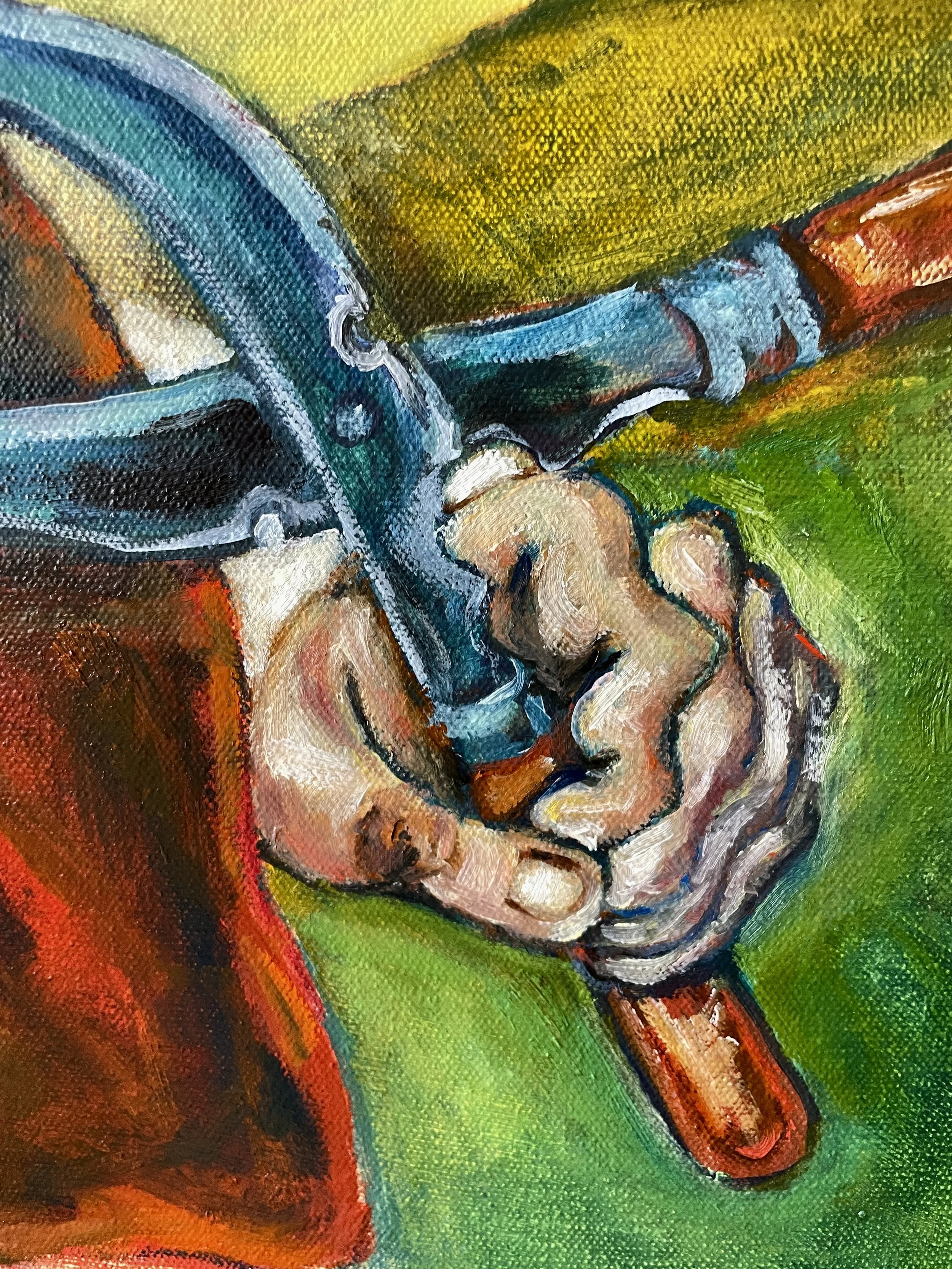 "The Curious Gardener" (detail) • oil and beeswax on canvas • 24 x 18 inches • 2022