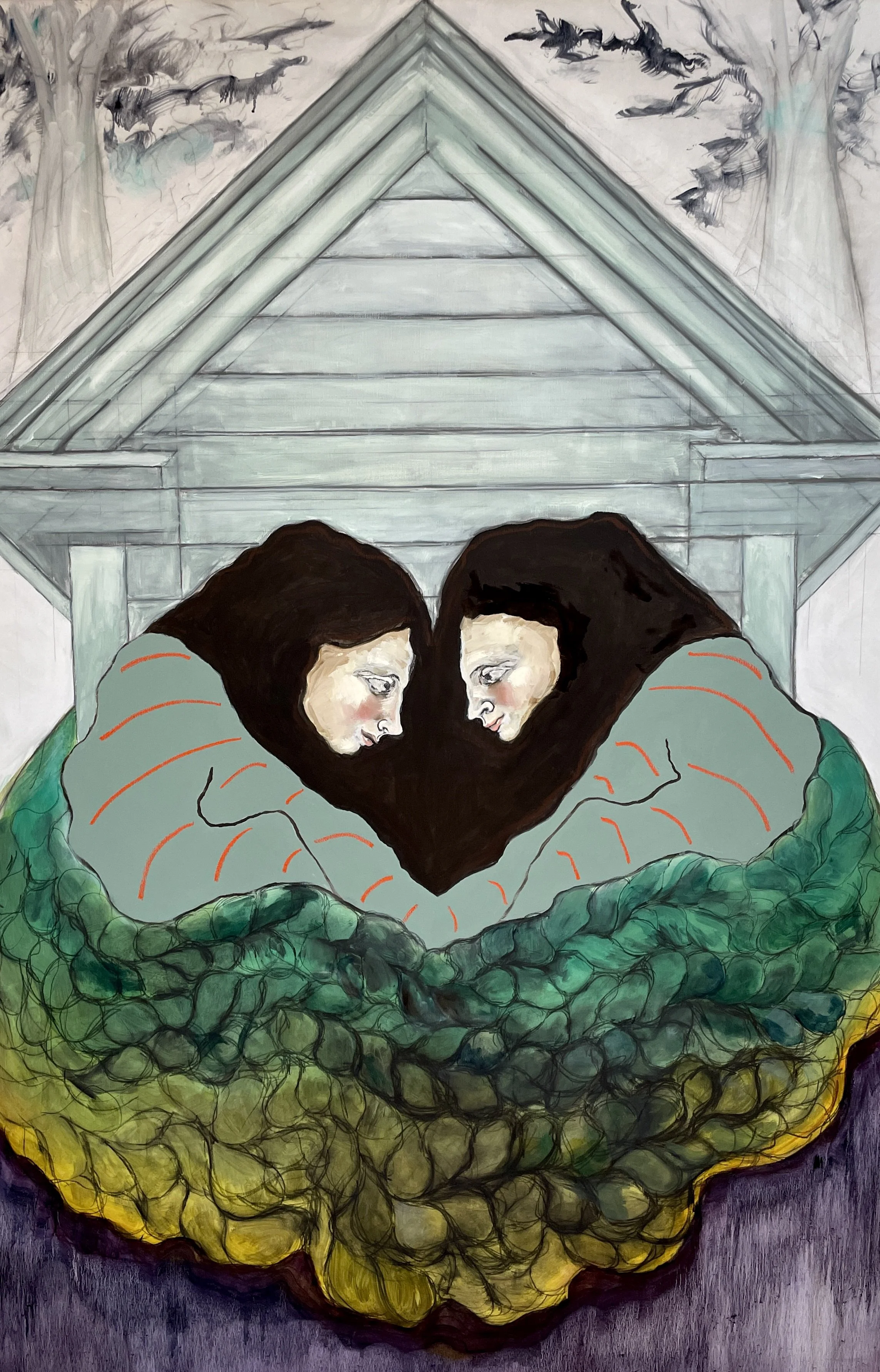 The House Paintings #3 · oil, graphite and oil stick on linen · 60 x 40 inches · 2024