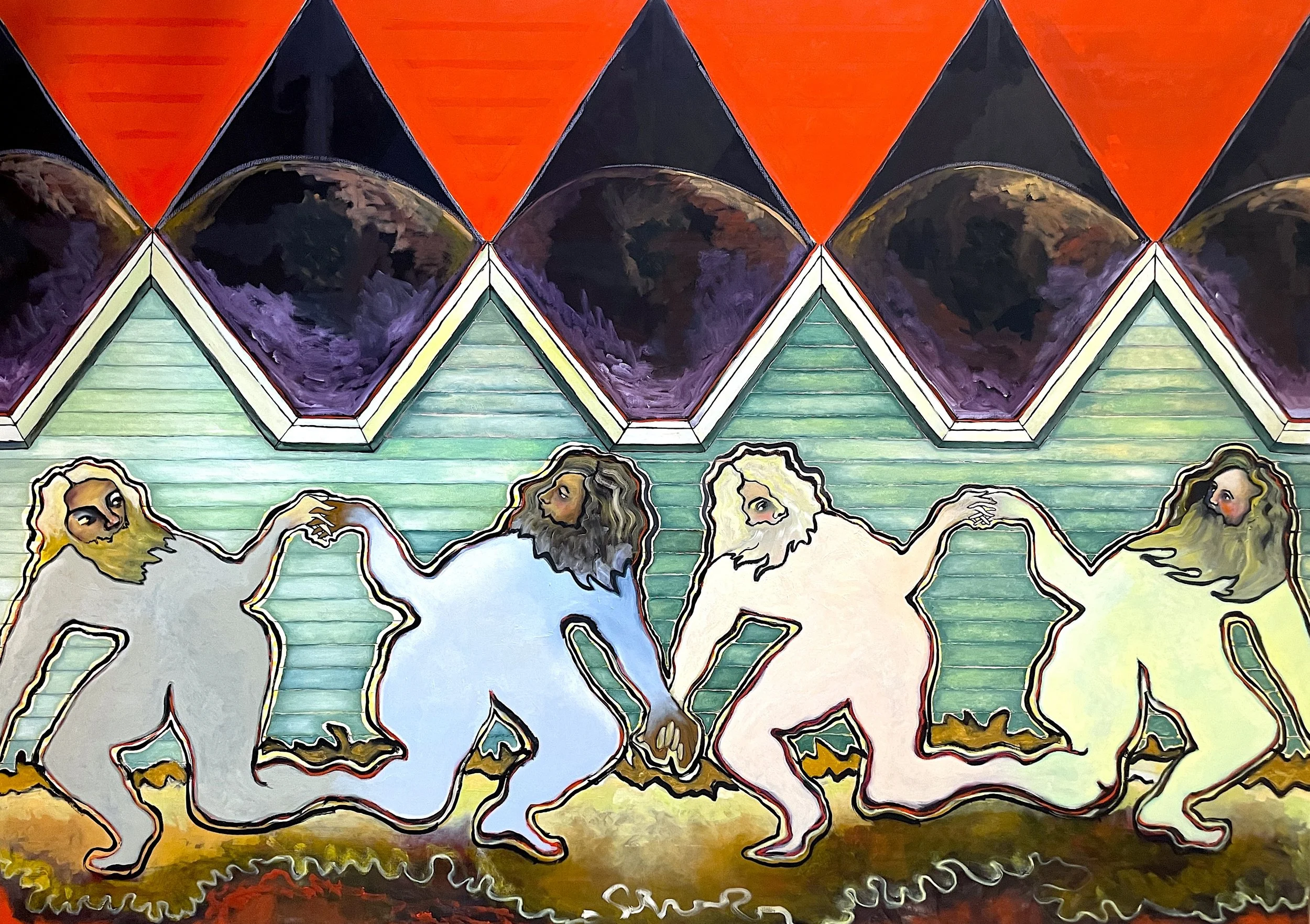 God is my Co-Signer · oil, graphite and oil stick on linen · 60 x 84 inches · 2025