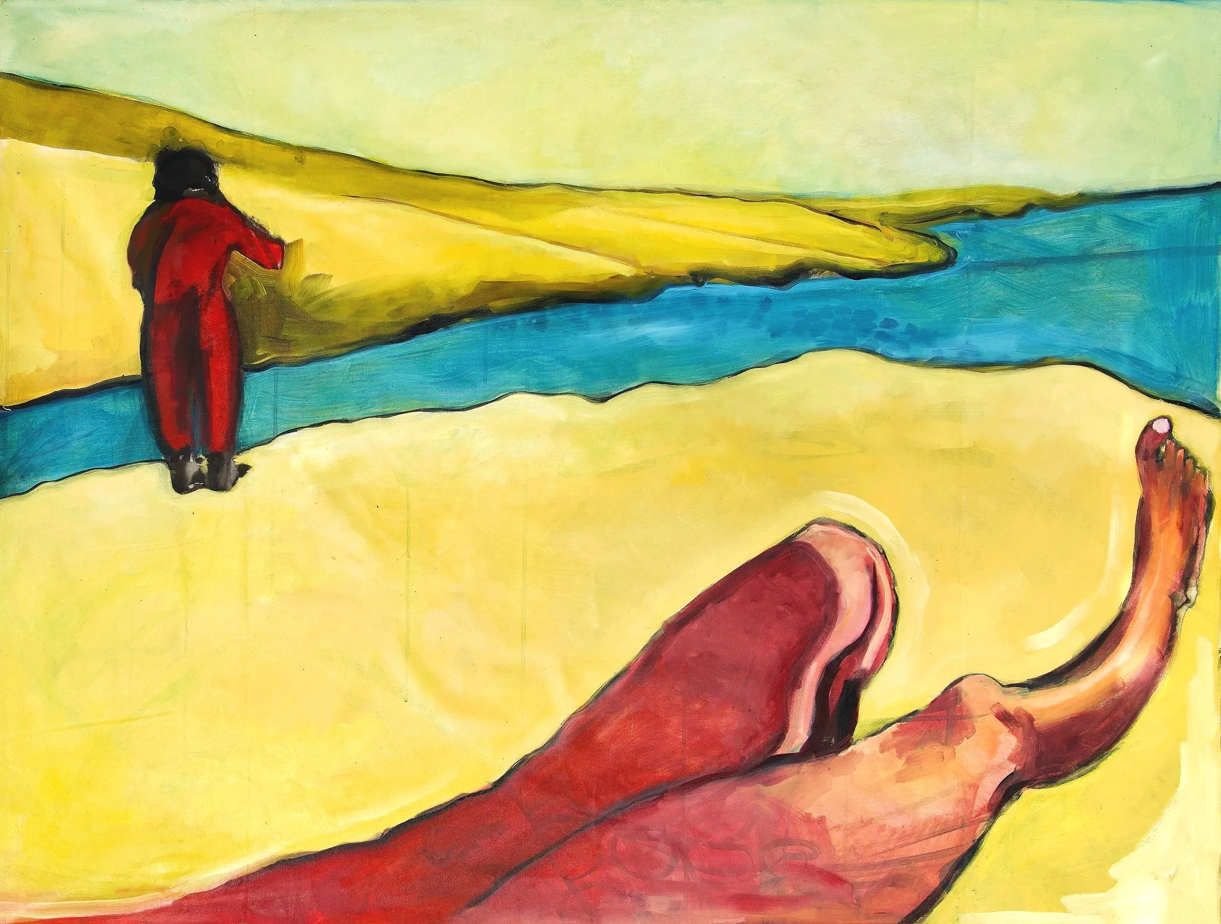 "Su Riu e Sa Ide" · oil and india ink on linen · 36 x 47.5 inches · 2023