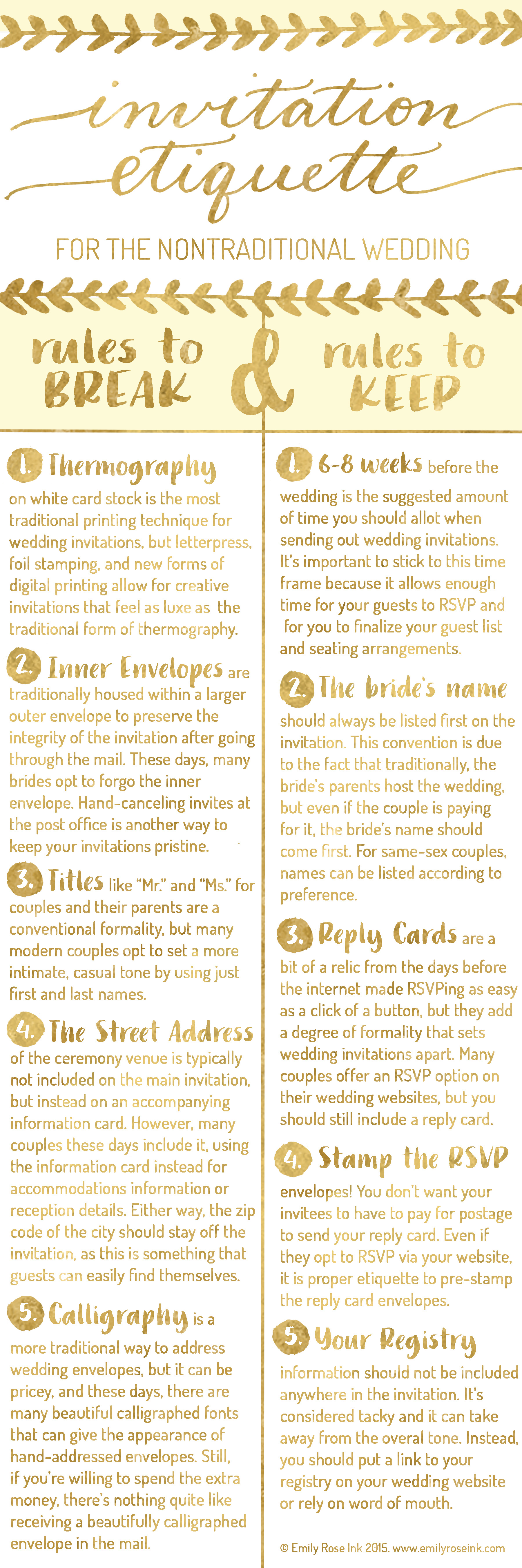 Invitation Etiquette For The Nontraditional Wedding Emily Rose Ink