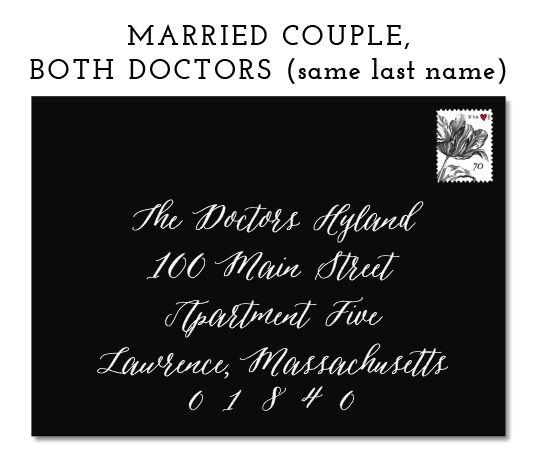 * ALTERNATIVELY, YOU COULD WRITE "DOCTOR SEAN HYLAND AND DOCTOR RACHEL HYLAND" (MAN FIRST)