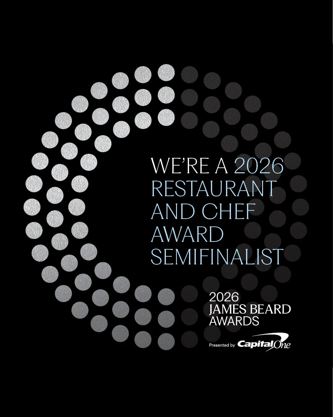 Wow, thank you to the @beardfoundation for naming us a 2026 semifinalist for Outstanding Hospitality for the second consecutive year!

After being a finalist last year, that honor only motivated our team to hold itself to an even higher standard. Nig