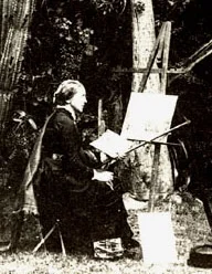Photograph of Marianne North at her easel. Her paintings are on display at Kew Gardens . Source: PlantExplorers.com