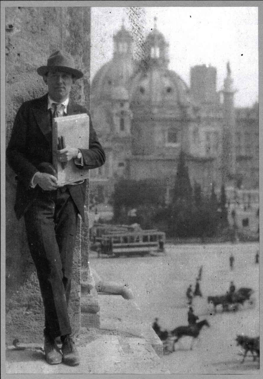 Philip Trammell Shutze with sketchbook overlooking the Piazza Venezia in Rome around 1917. Source: E.M. Dowling, American Classicist. Shutze Collection.