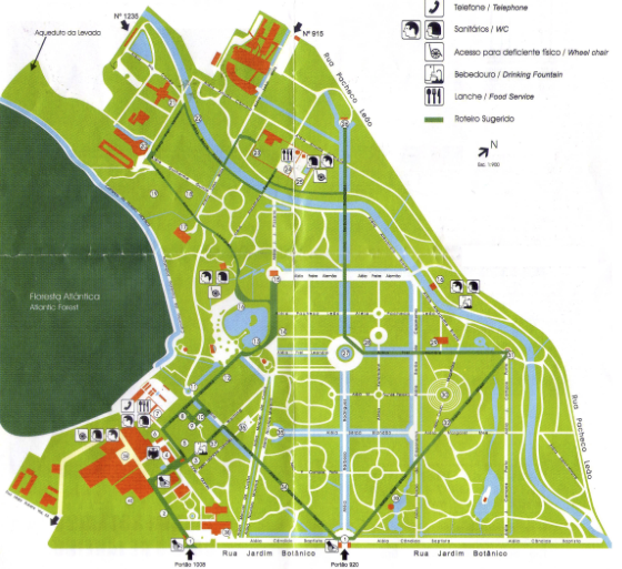 Map of the garden shows the formal axes in the center.
