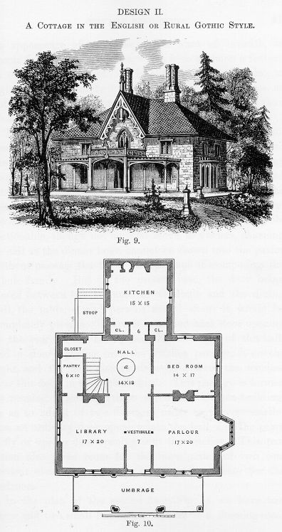 One of the house styles and suggested floor plans prepared by Downing.