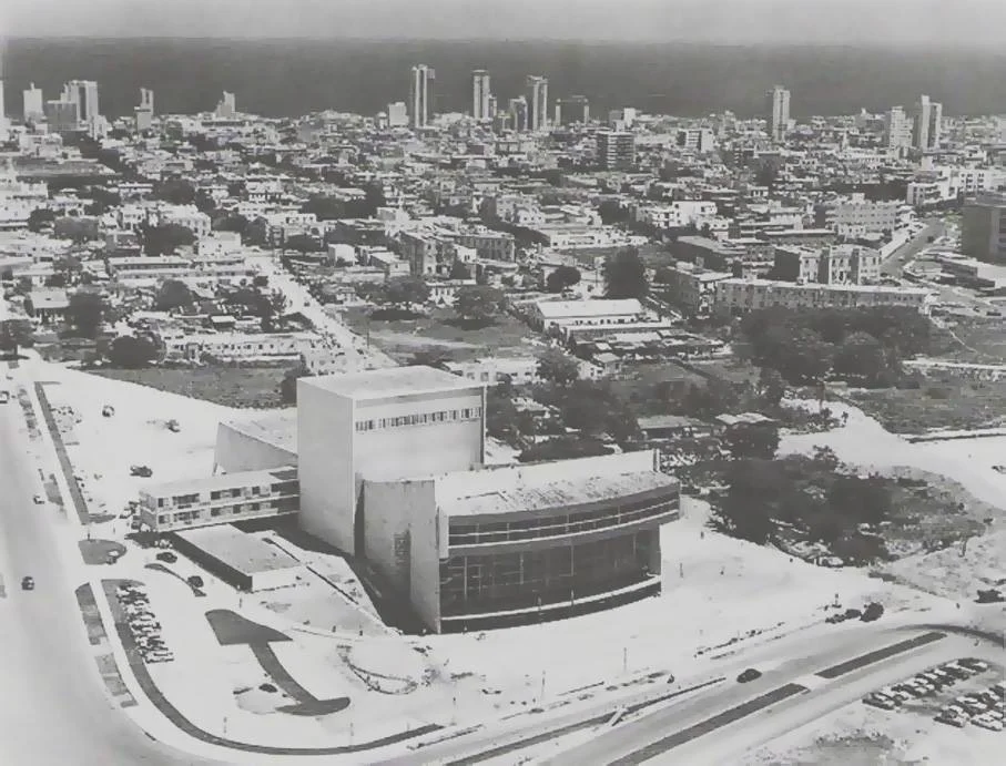 Photo of the theater construction before the garden was installed. 1959 Source: bestguidecuba.com