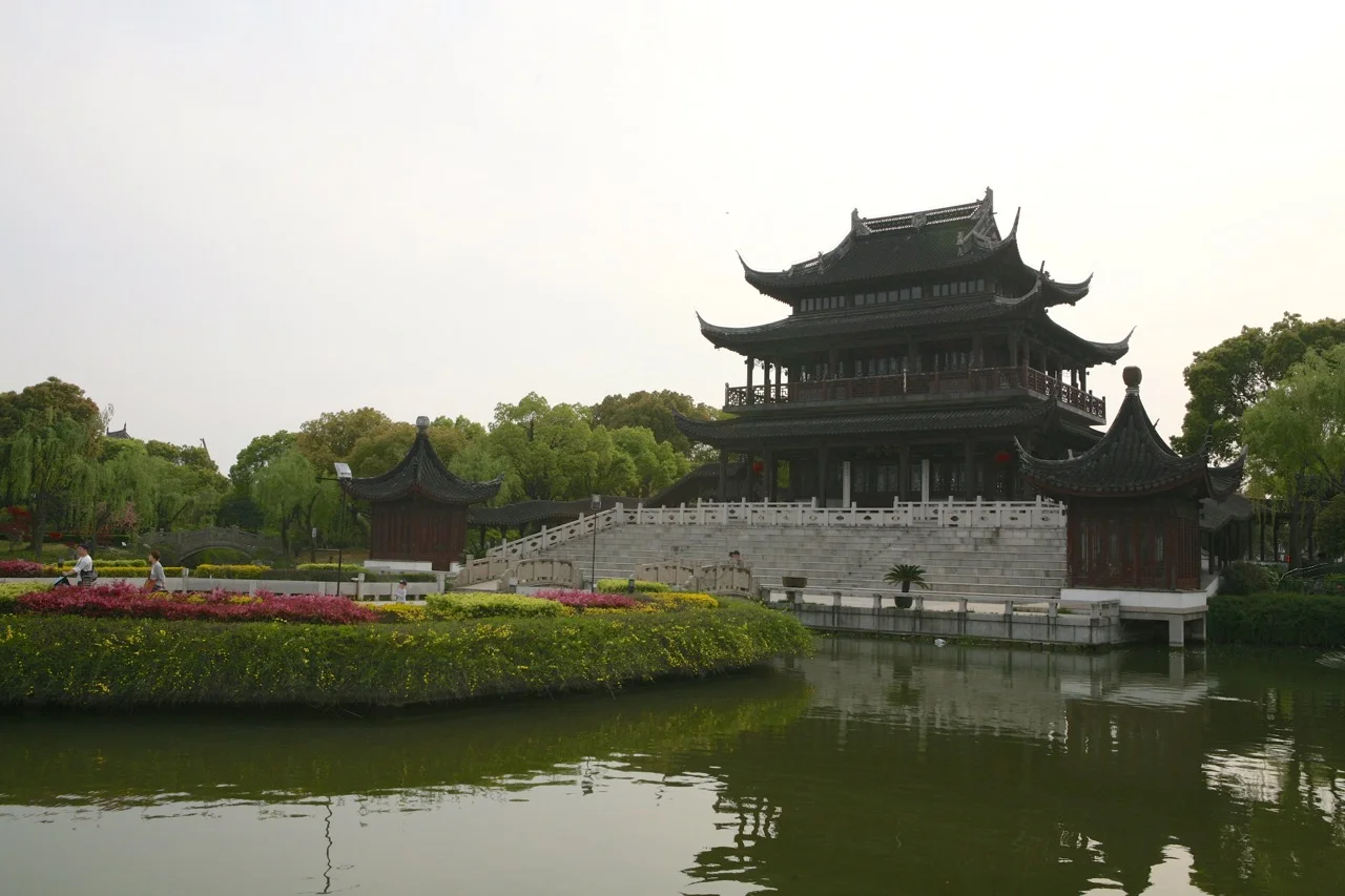 Suzhou, China is an ancient city that dates back to 500 BCE. Pan Gate was built to protect the city by controlling both land and water access. Its current structure dates from the 1300’s. It is now preserved as a scenic area planted with cherry trees and peonies.