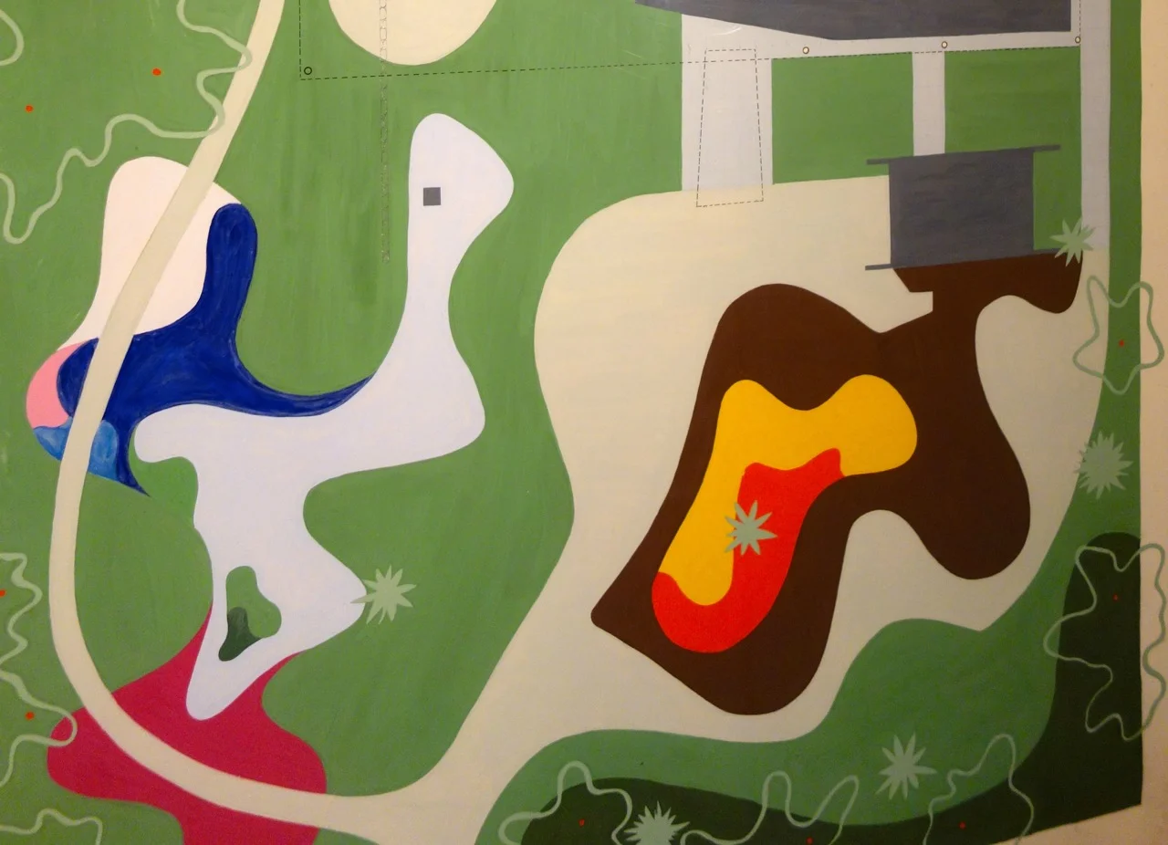 Close-up view of Roberto Burle Marx's garden design for the Burton and Emily Hall Tremaine Beach House. Santa Barbara, California, 1948.