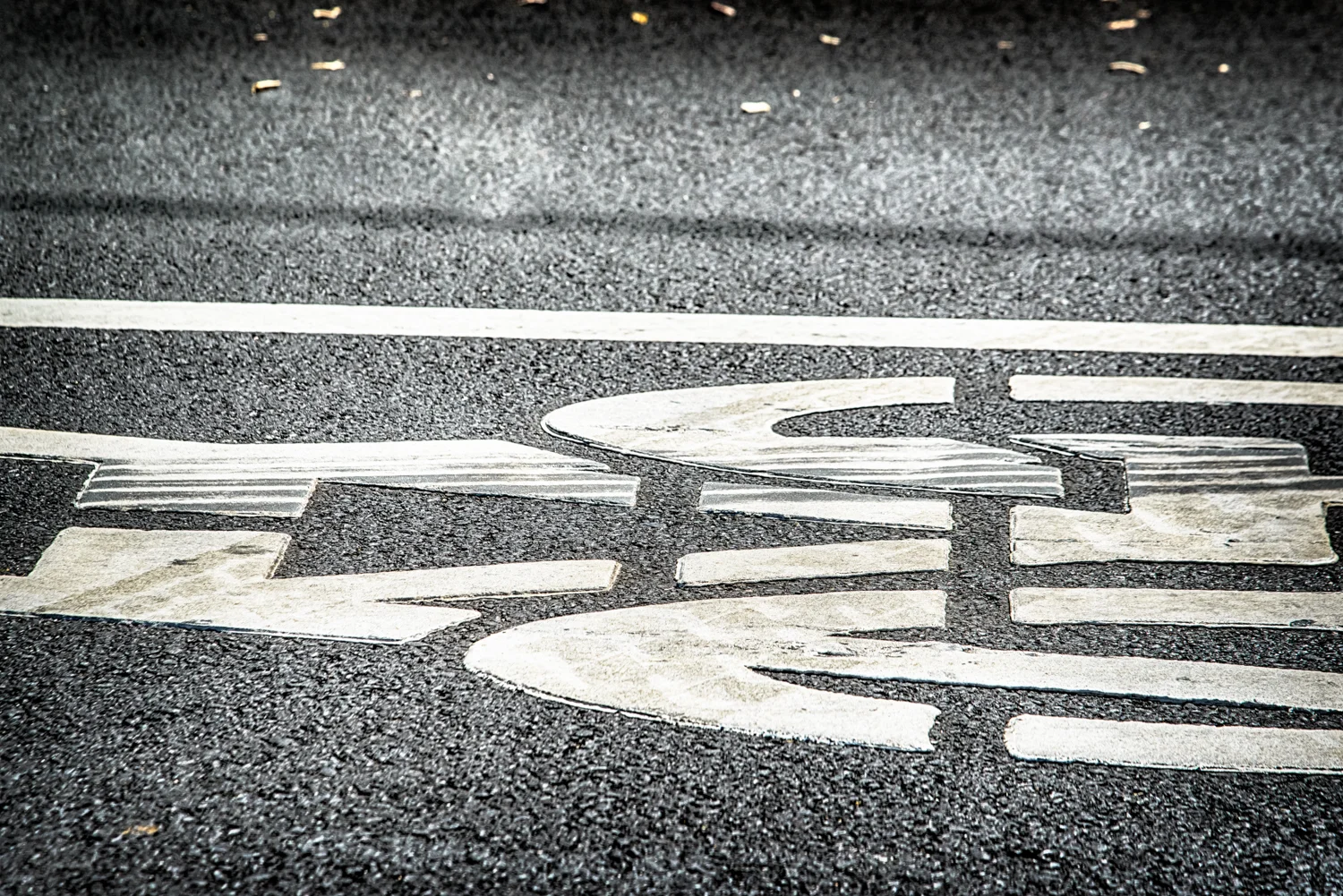©Carson Blume Tire marks already show wear and tear on shared lane marking only a few weeks new.