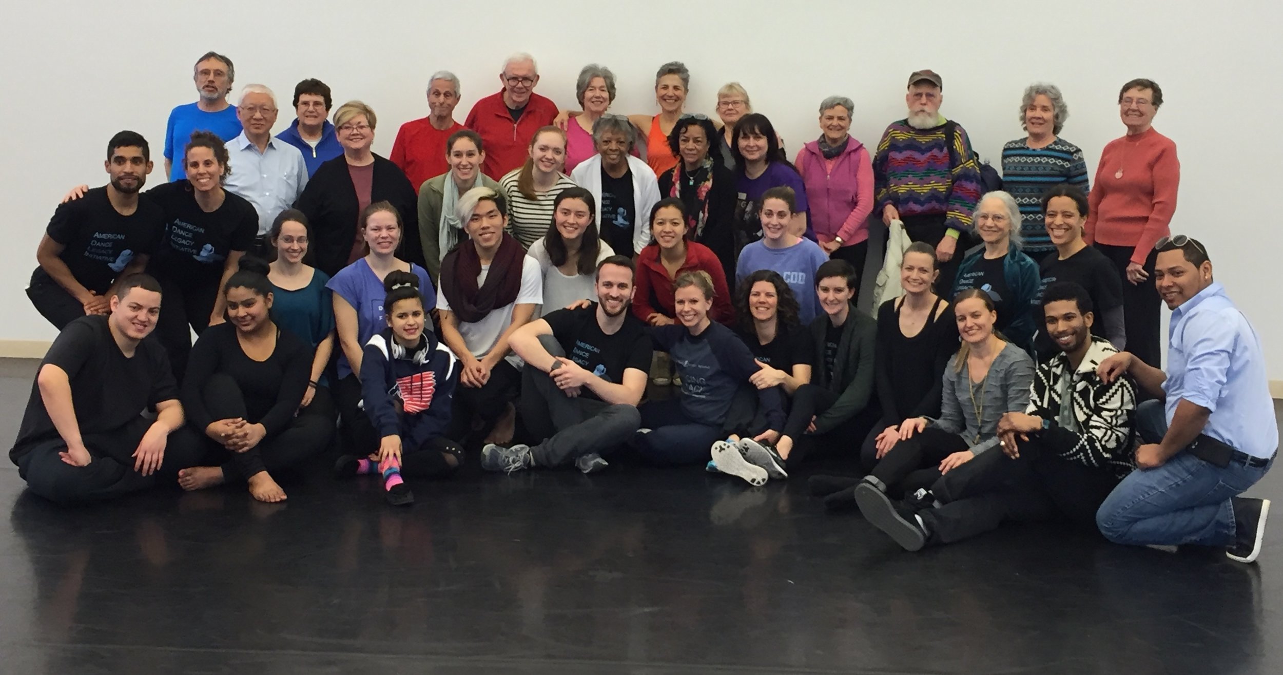 DAPpers, Dancing with PArkinson's, Dancing Legacy and Brown dancers after a full day of dancing at the Paul Taylor Dance Studio.