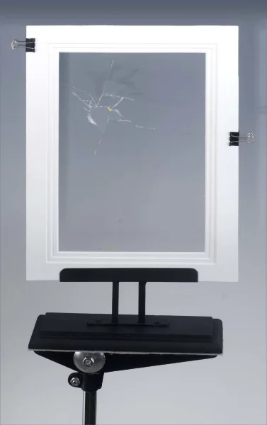 Damaged, 11"x 77"x 4", plexiglas, matboard, music stand, clips, 2002