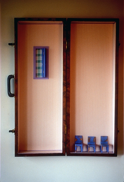 Home Sweet Home, 28"x 36"x 4", wood, paint, wall paper, 2000