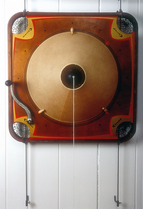 Mother's Milk, 36"x 36"x 8", board game, lamp shade, crank, string, 2000