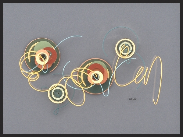 Four Note Study 4, 19"x 13.5"x 3", layered plexiglas, wire, colored paper, paint, 2007