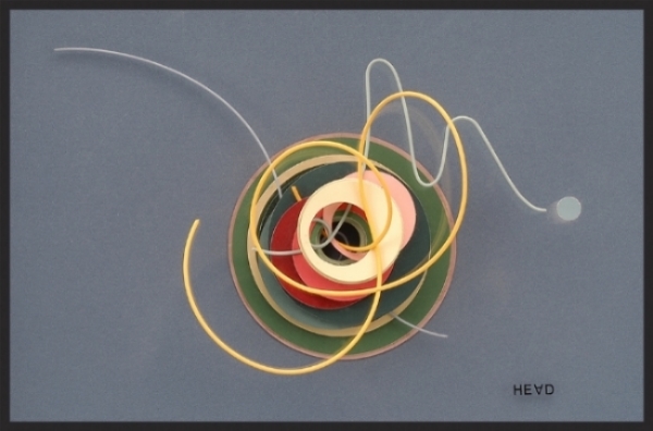 Single Note Study 1, 11.5"x 12"x 3", layered plexiglas, wire, colored paper, paint, 2006 (SOLD)