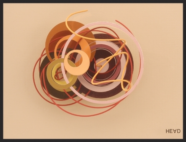 Single Note Study 2, 11.5"x 12"x 3", layered plexiglas, wire, colored paper, paint, 2006 (SOLD)