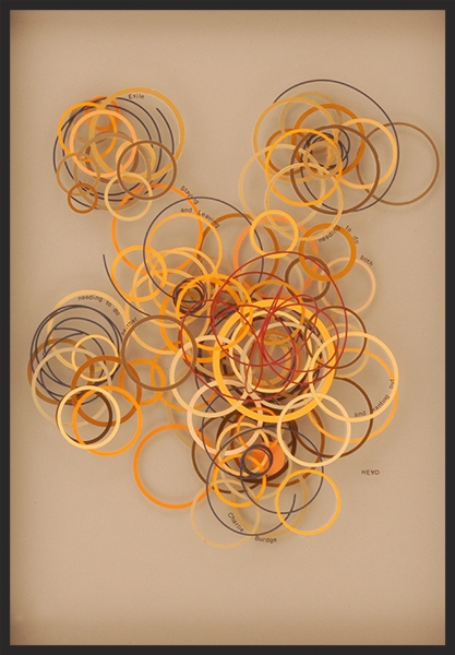Exile, 19"x 13.5"x 3", layered plexiglas, wire, colored paper, paint, 2008 (SOLD)