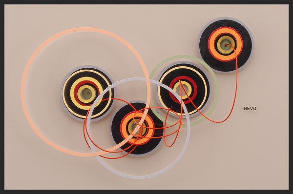 Four Note Study 1, 19"x 13.5"x 3", layered plexiglas, wire, colored paper, paint, 2007 (SOLD)