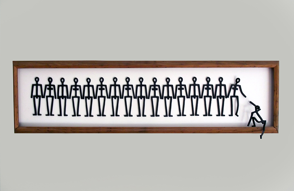 boy, girl, boy, girl, boy..., 14”x 50”x 4”, wood, cast plastic, 1997
