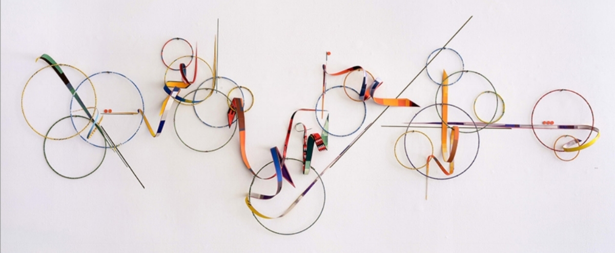 Articulation II, dimensions vary, aluminum flashing, paper, washers, steel, cotter pins, 2012