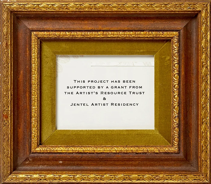 This Project , 9.5”x 11”, frame, wallpaper, text printed on wallpaper, 2018