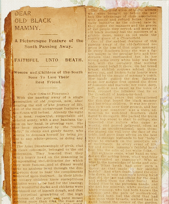 Detail, Flip-side of U.S. Supreme Court , partial newspaper clipping from the artist’s great grandmother’s documents