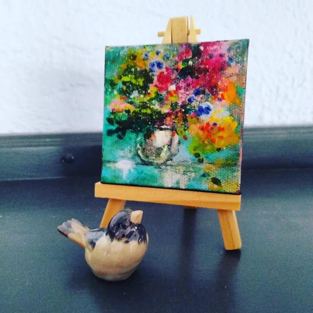 Tiny desk art!  This one just sold but  more are available on my Etsy site at the link in bio. 

So many folks have kindly asked ...where have I been on Instagram?! I'm back. 🥰 Didn't go anywhere but inward.  Thanks everyone for your kind words and 