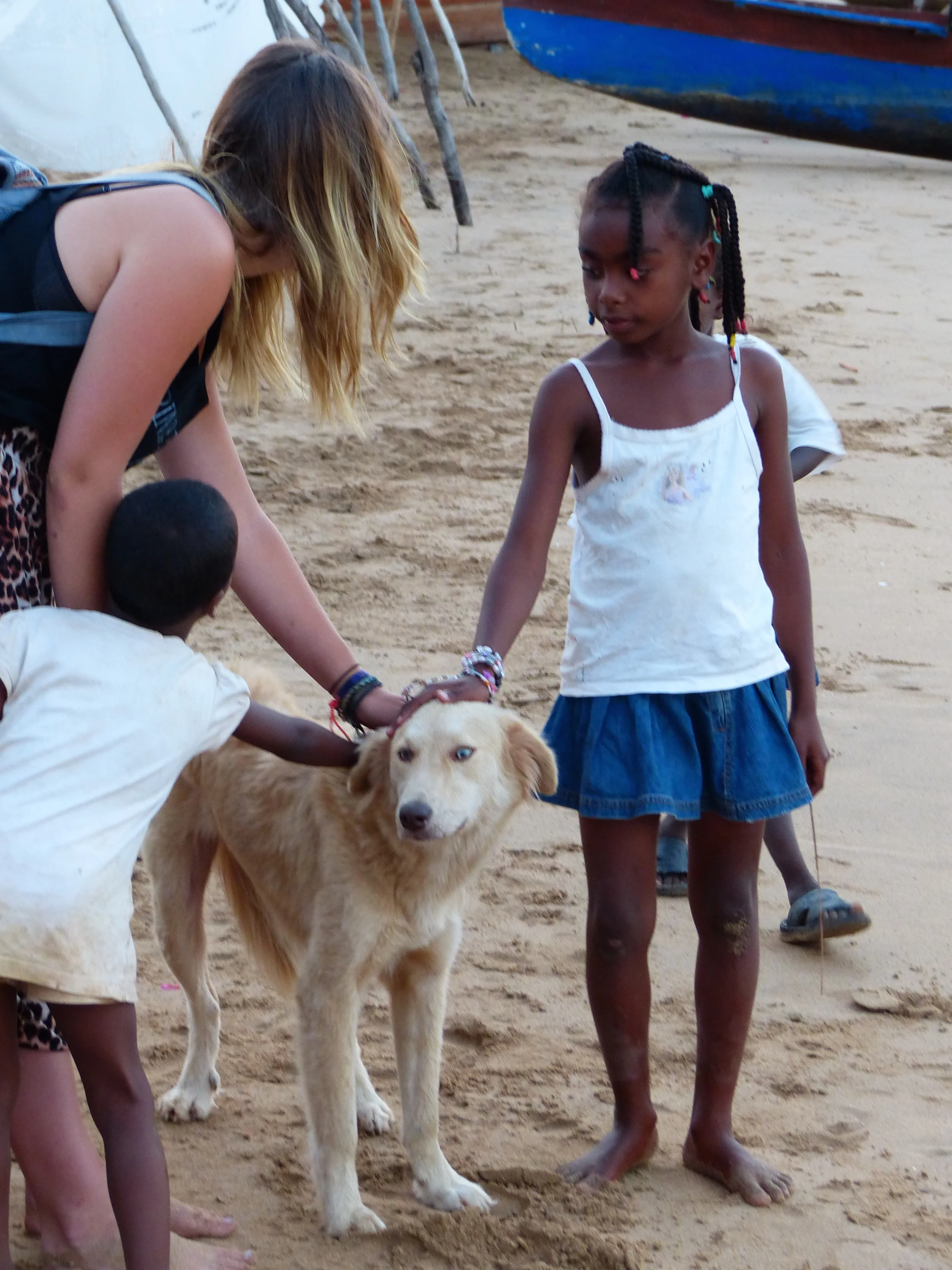 Teaching the kids to be nice to animals
