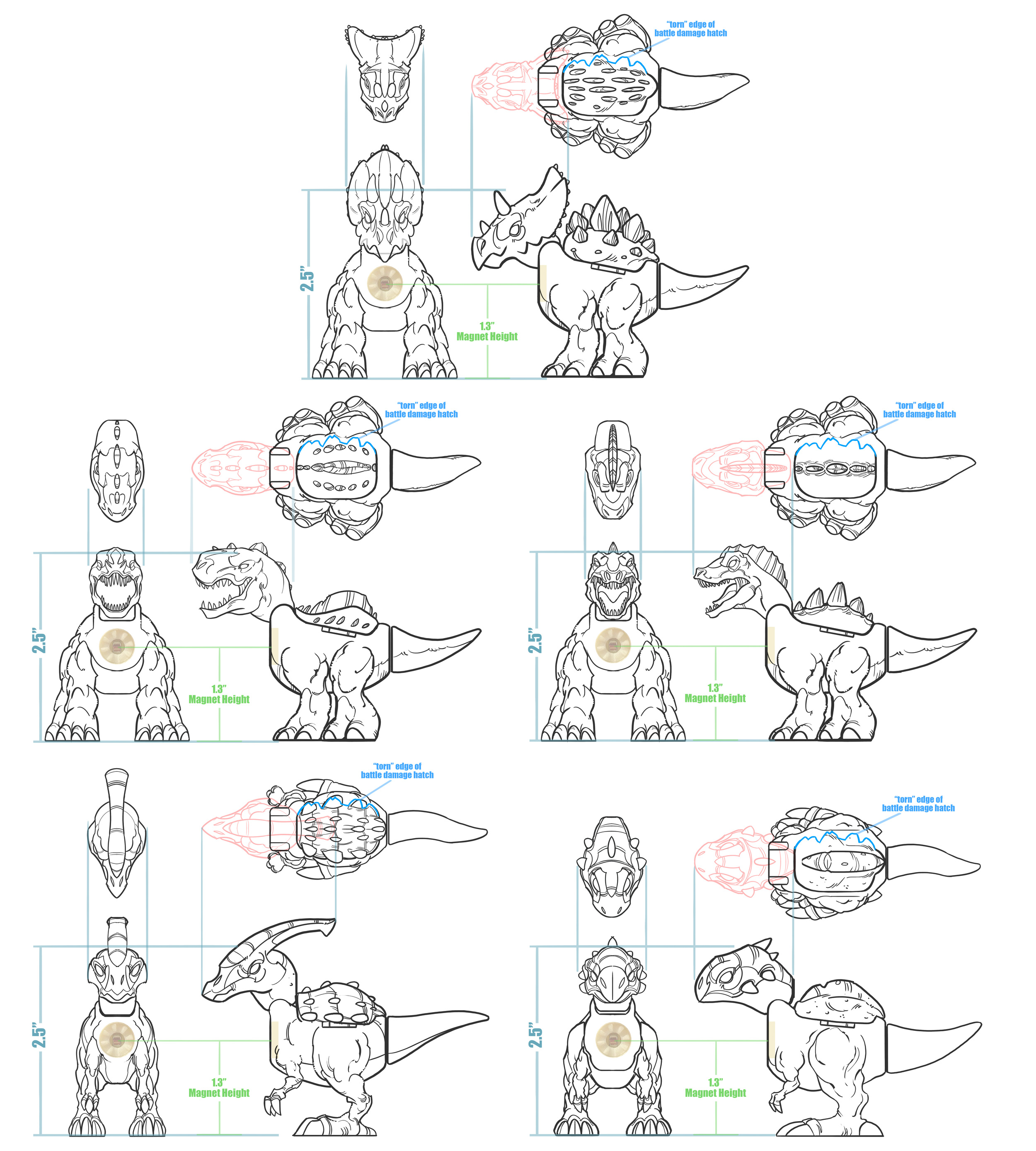 Jurassic World Brawlasaurs - Control Drawings