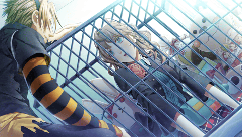 Girl in dog crate