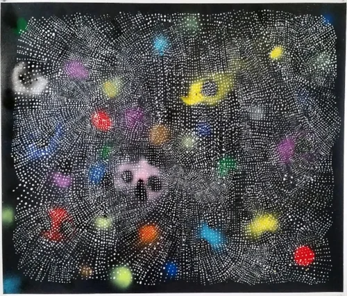 Untitled, acrylic and spray paint on paper, 24" x 36", 2016