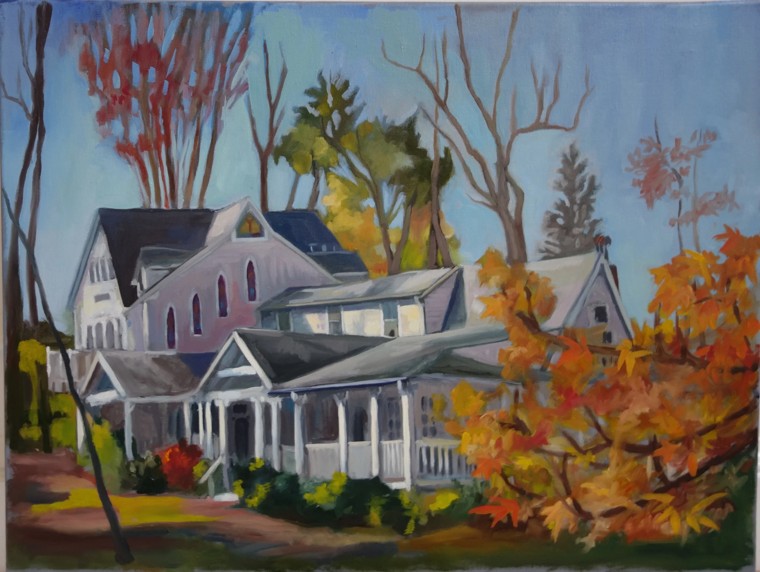 Fall Morning in Washington Grove 18" x 24", oil on canvas For sale, contact the artist