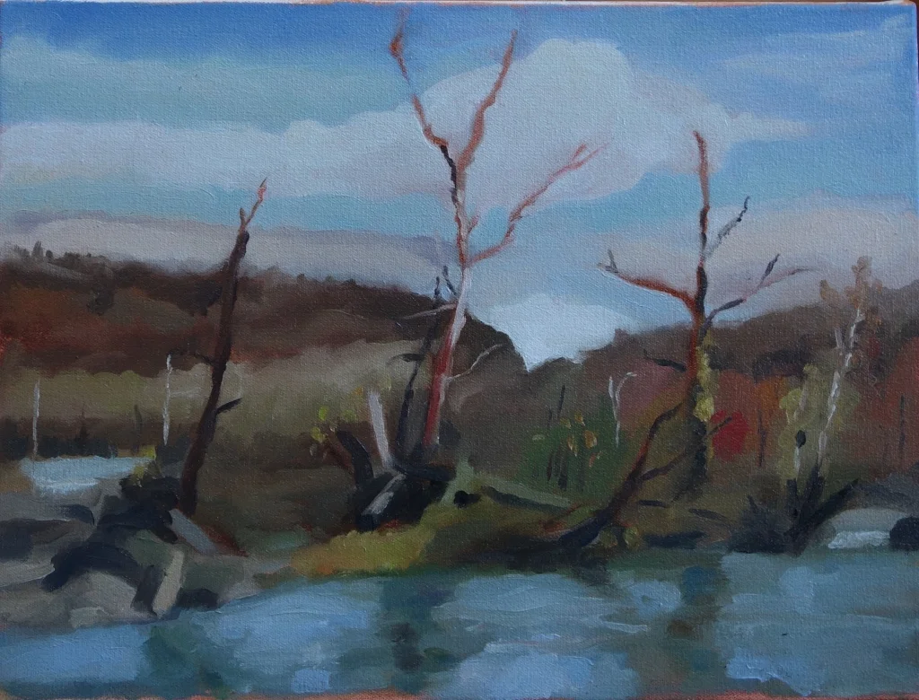 Cool River 12" x 16", oil on canvas For sale, contact the artist