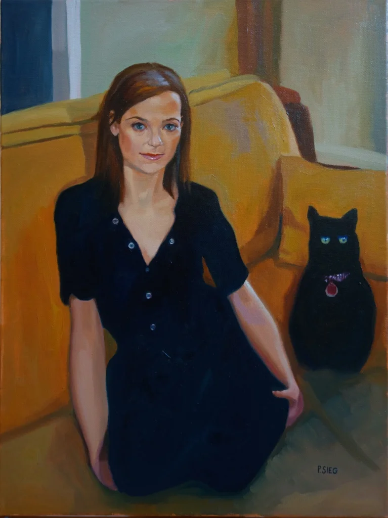 Lila and the Pet Lover 18" x 24", Oil on canvas Private collection