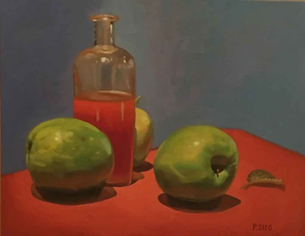 Calvados and Leaf 16" x 20", oil on canvas For sale, contact the artist