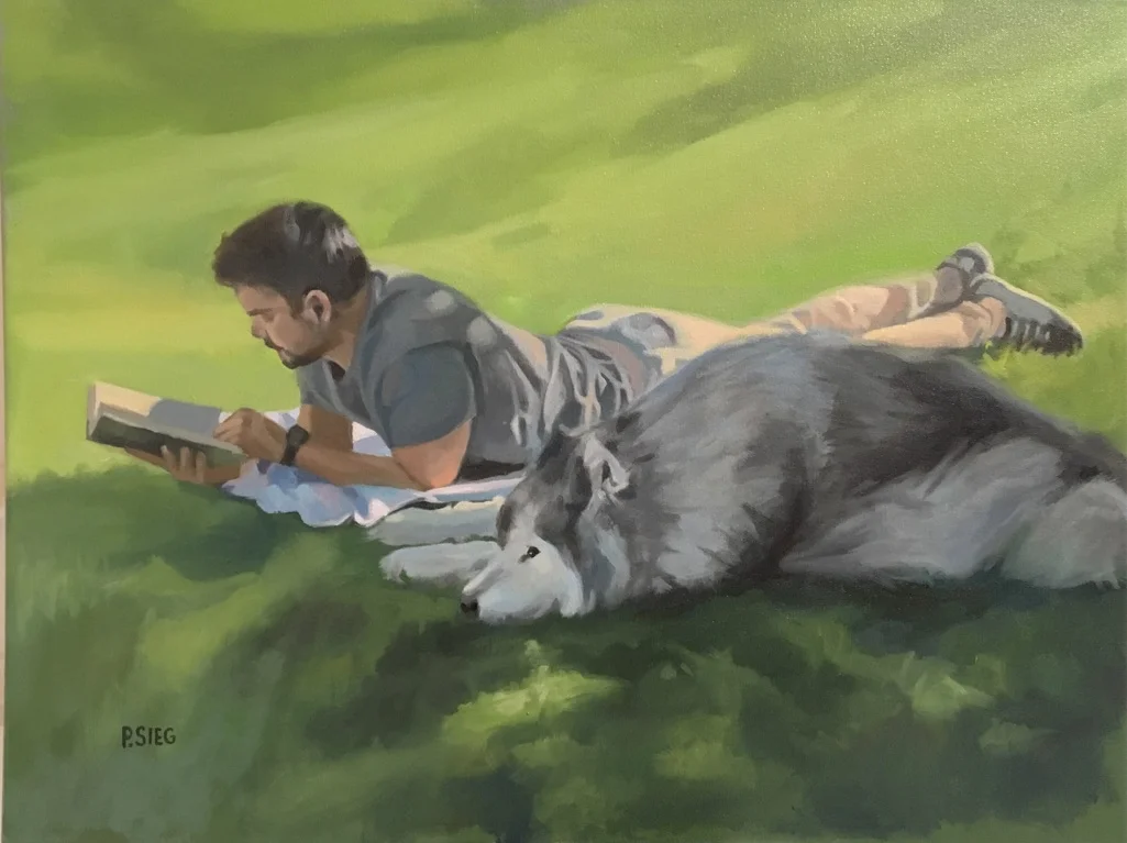 Michael and Maverick 18" x 24", oil on canvas Commissioned portrait