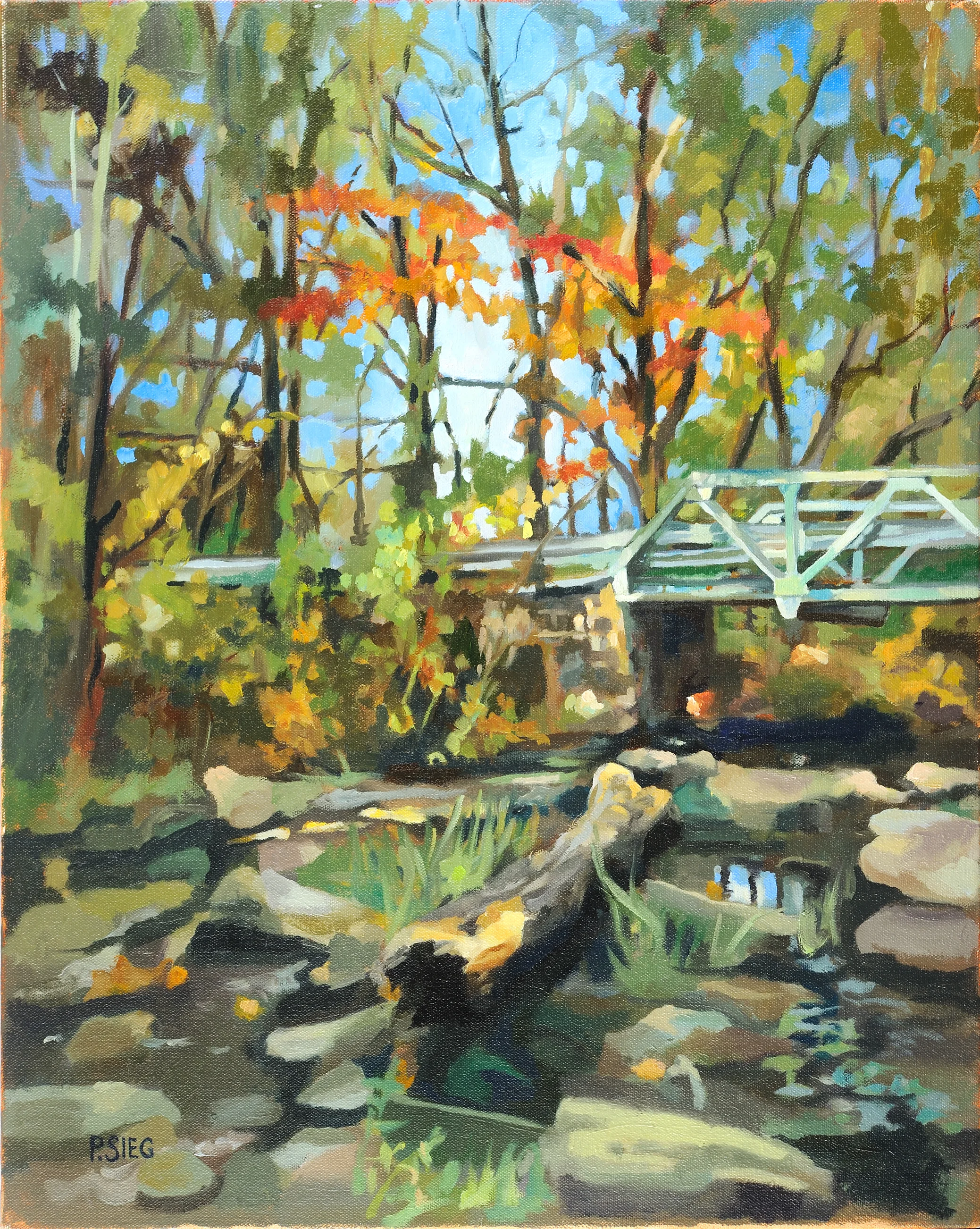 Montevideo Bridge 16" x 20", oil on canvas For sale, contact the artist Honorable mention, December, 2016, Rockville Art League member show