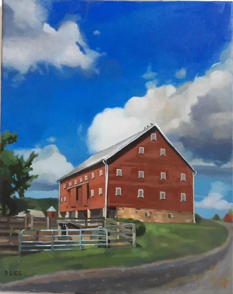 Clouds Beyond the Barn 16” x 20”, oil on canvas For sale, contact the artist
