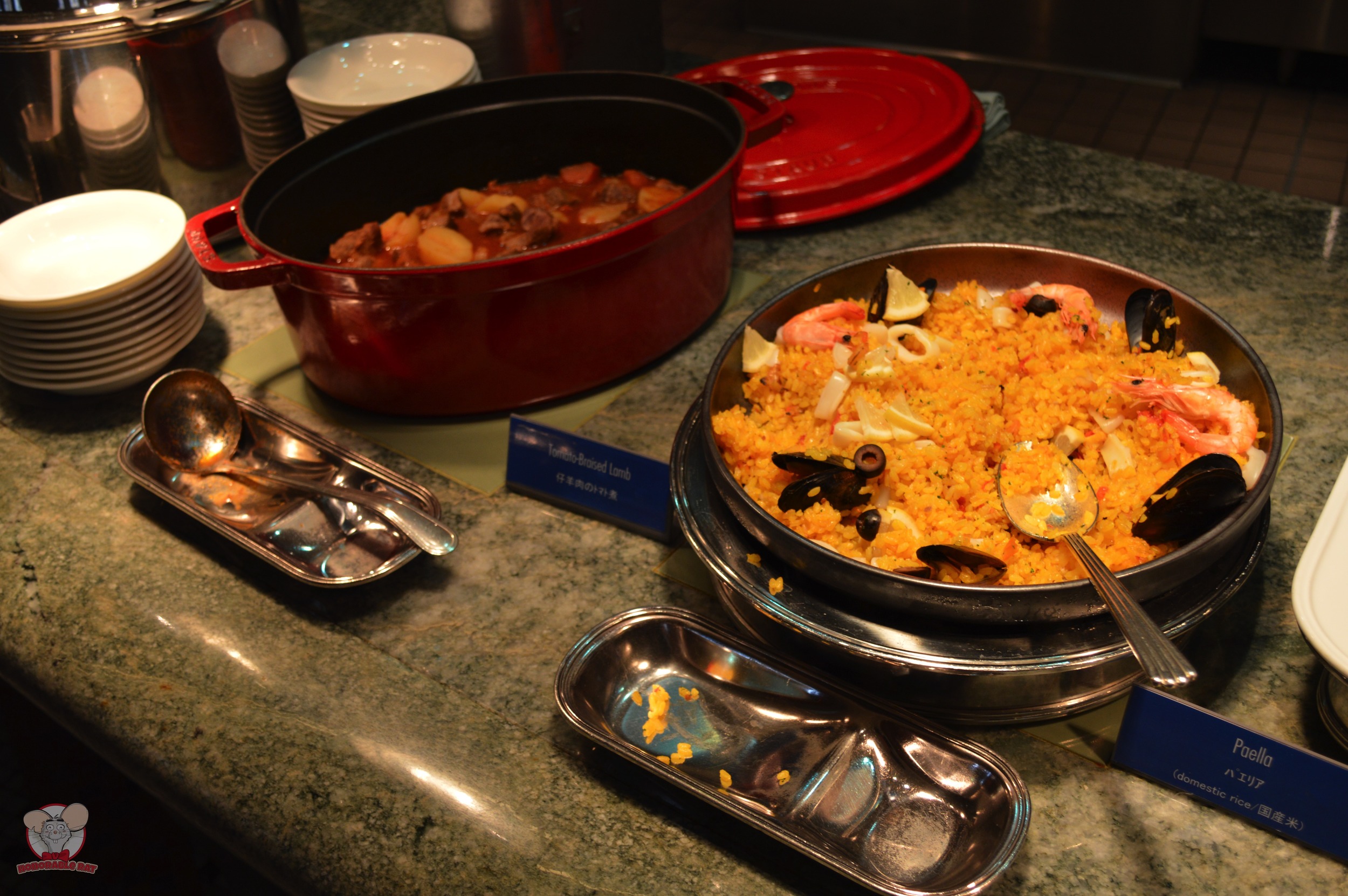 Tomato-Braised Lamb (Left), Paella (Right)
