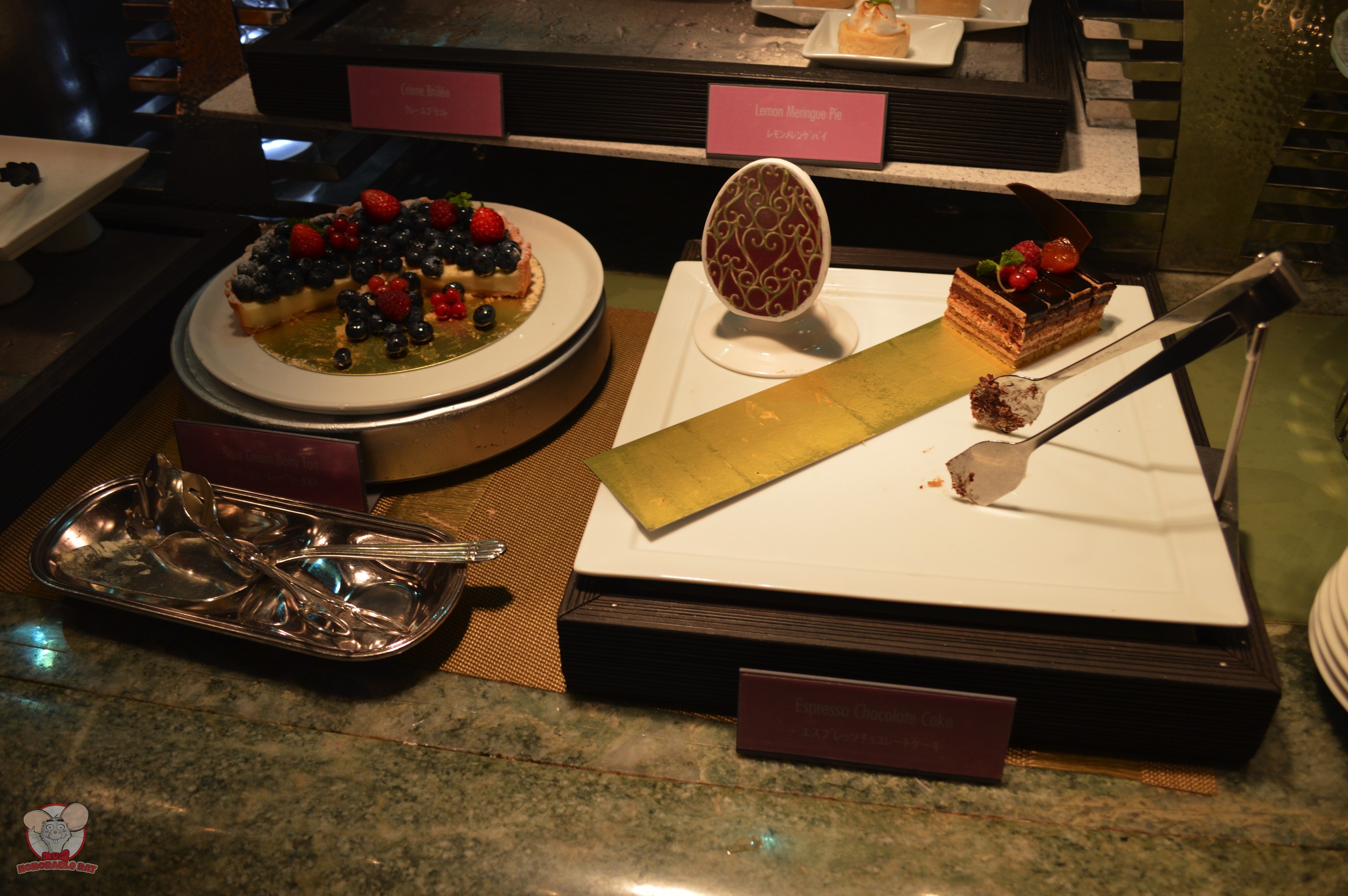 Sour Cream Berry Tart (Left), Espresso Chocolate Cake (Right)