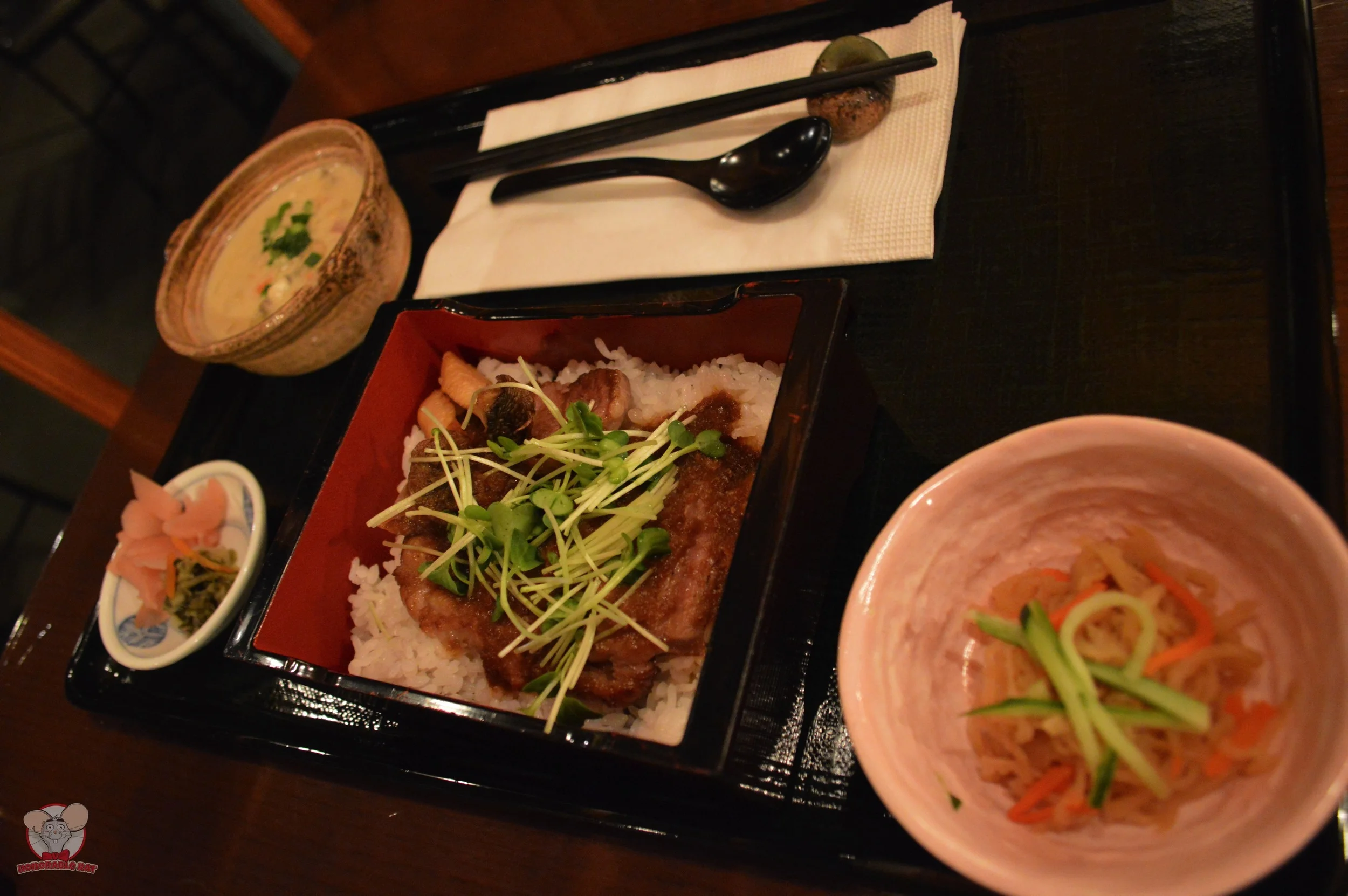 Beef Steak on Rice with Grated Daikon and Ponzu